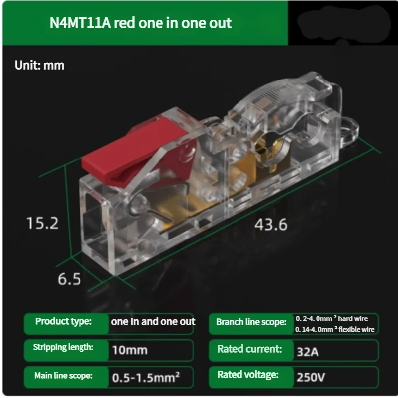T-Type No-Stripping Quick Wire Connector Terminal Block ,Wire Splitter/Combiner Fast Connector for Household Electrical Wiring