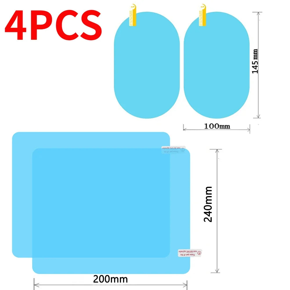 1-4PCS Car Side Window Rearview Rain Film Anti-Fog Rain-proof Car Window Mirror Waterproof Sticker Films Decals Rain Proof Films