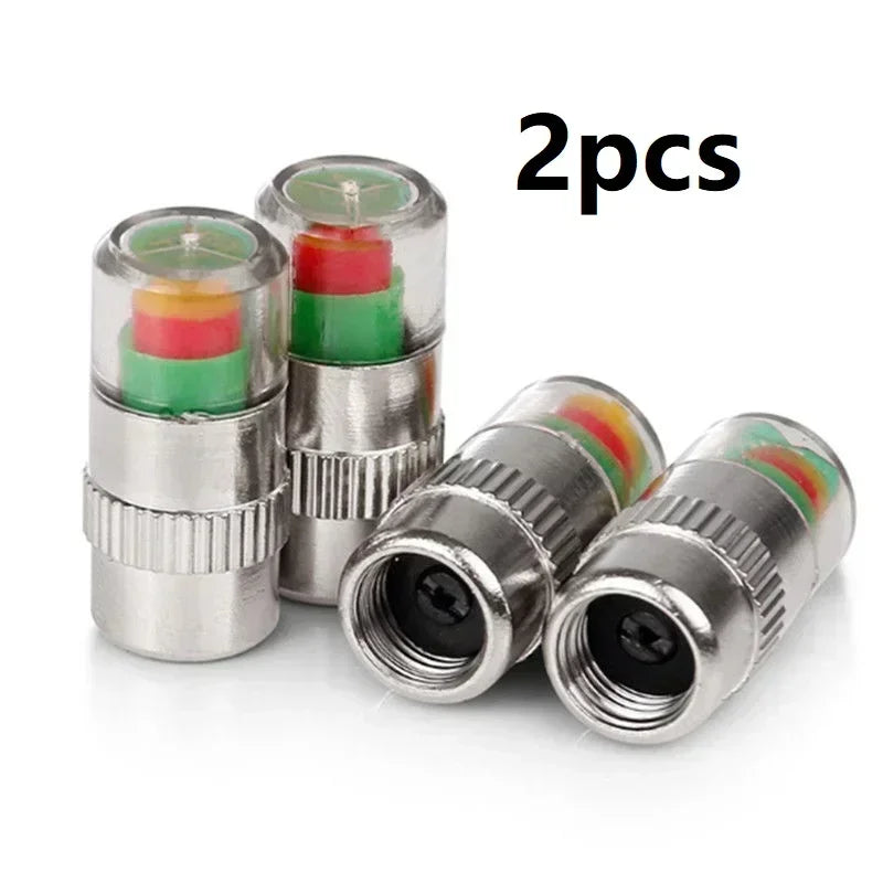 4/2pcs Car Tire Pressure Guage Valve Cap Sensor Indicator Alert Monitoring Tool Motorcycle Tyre Cap Indicator Air Pressure Gauge