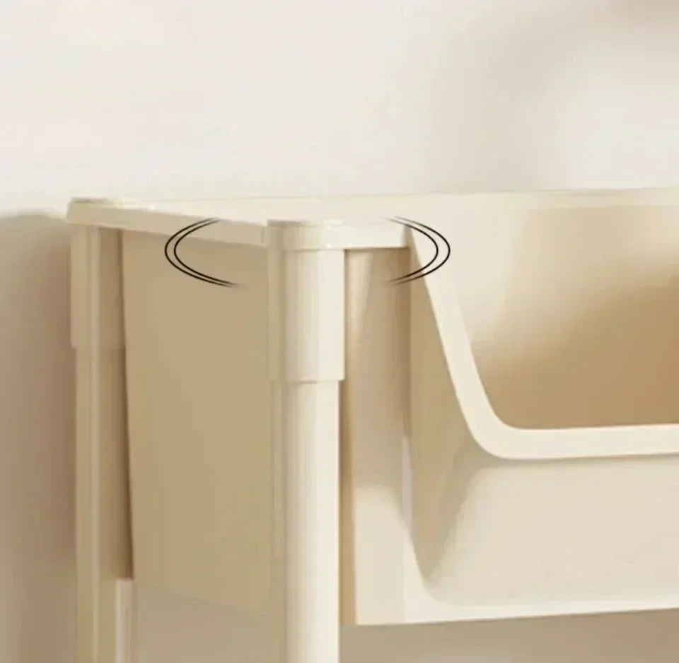 Mobile Storage Shelf] Mobile Plastic Storage Shelf Unit with Wheels - Practical Shelf for Living Room, Bedroom, Dormitory Amagi