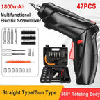 47-Piece Cordless Electric Screwdriver Kit with LED Light, Rechargeable Multifunctional Drill Driver for Home Projects