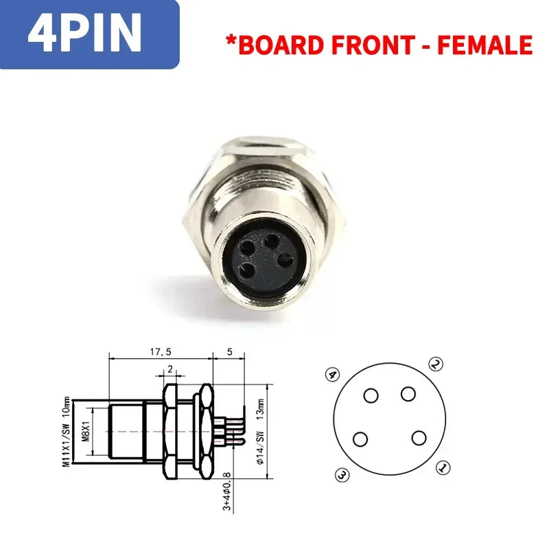 M8 Sensor Connector Panel Back Mount Waterproof Flange Socket Threaded Coupling Male&Female 3Pin 4Pin 5Pin A Type