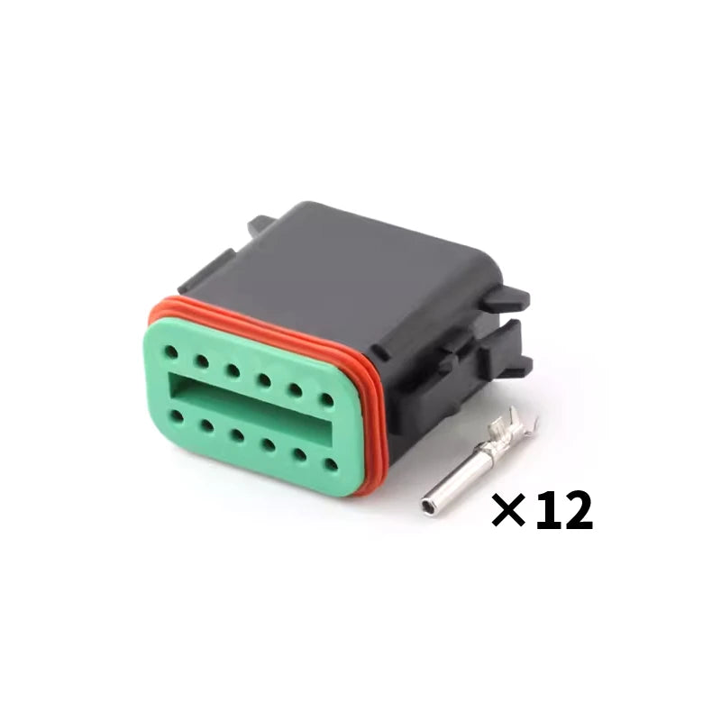 DT06-2S/DT04-2P Deutsch black connector Automotive waterproof wiring harness plug 12PB connector rubber shell with terminal