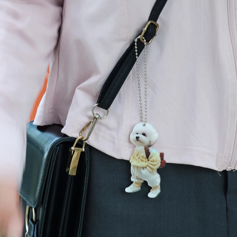 Creative Car Hanging Ornaments Puppy Man Backpack Gifts for Women Men Car Decoration Accessories Keychain Pendant Cute Teddy Dog