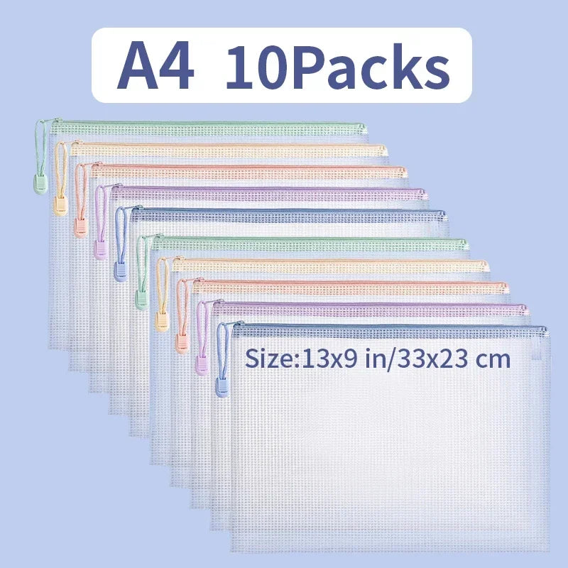 5/10/20pcs Mesh Zipper Bag Jigsaw Bag Zipper Bag for Organizing Classroom Organization Plastic Zipper Bag A4 Size Board Gam Amag