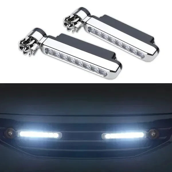 Wind Powered Car LED 8 LED DRL Daylight Running Light Auxiliary Lighting Rotation Fan Lamp Automobile Day Time Headlight Amagi