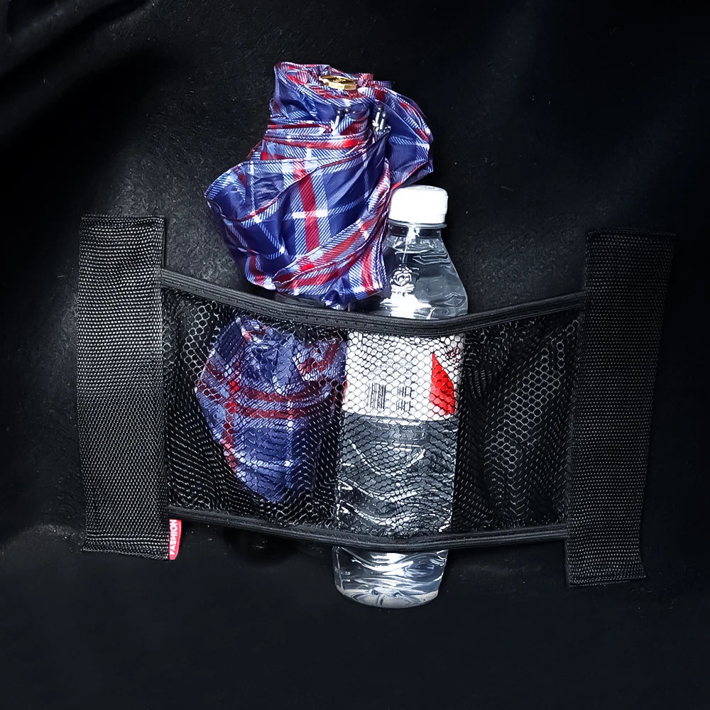Car Trunk Elastic Mesh Fixed Straps Car Interior Organizer Extinguisher Storage Net Bag Seat Back Fixing Bag Auto Car Accessory