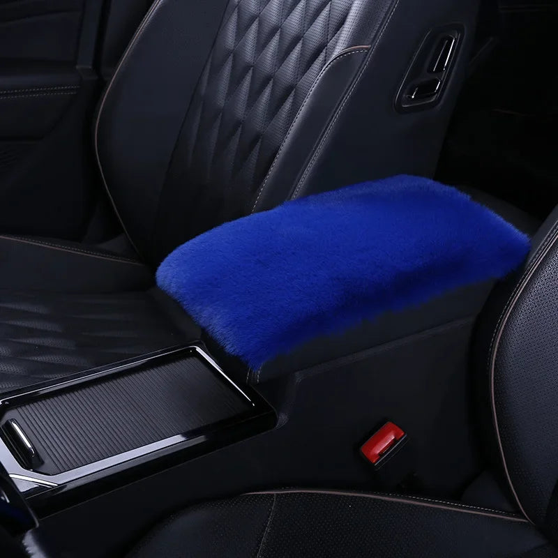 Imitation Rabbit Plush Car Armrest Box Mat Interior Center Armrest Box Cover Handhold Cover Mat Protection Mat Accessories Tools