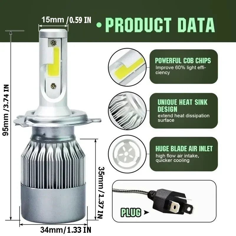 H7 Led H1 H11H3 H4 9005 9006 Lamp CANbus Headlight Bulb H13 9004 9007 880 Auto Fog Light Motorcycle 20000LM 6000K White Amagi