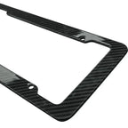 Black Carbon Fiber Pattern Plastic License Plate Frame Fiber Black Aluminum Metal Car Tag Holder Tire Screw Cap Universal Amagi