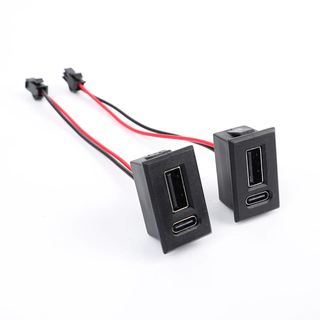 Female Usb Lamp Charging Socket Power Socket Type-C Double Layer Usb Base Socket with Cable Connector Car Accessories 1/2pcs