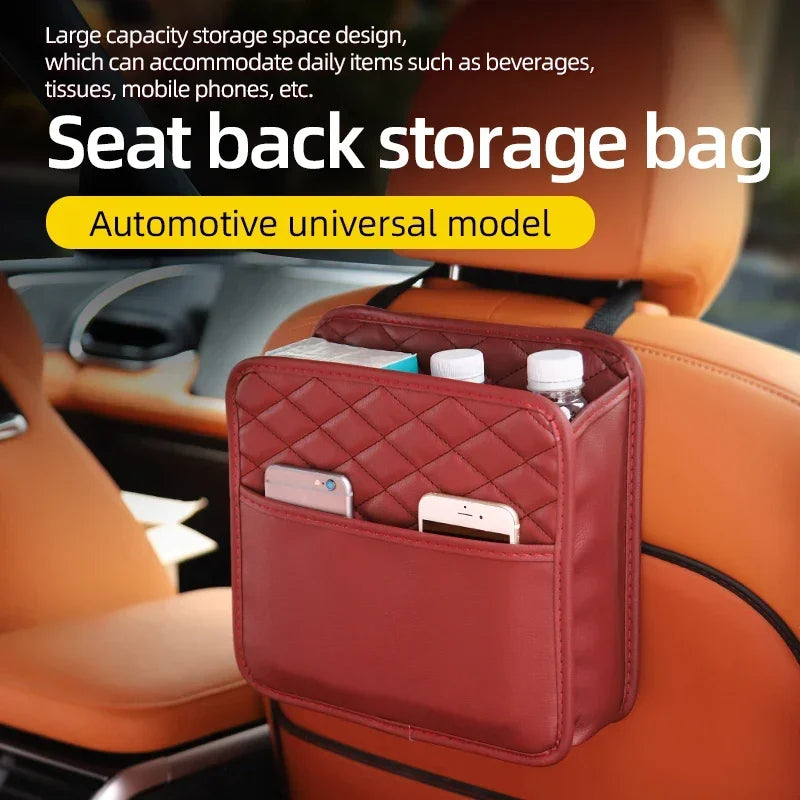 2/1pcs Multifunction Car Seat Hanging PU Leather Storage Bag Organizer Rear Seat Hanging Pouch Tissue Box Trash Dustb Accessorie