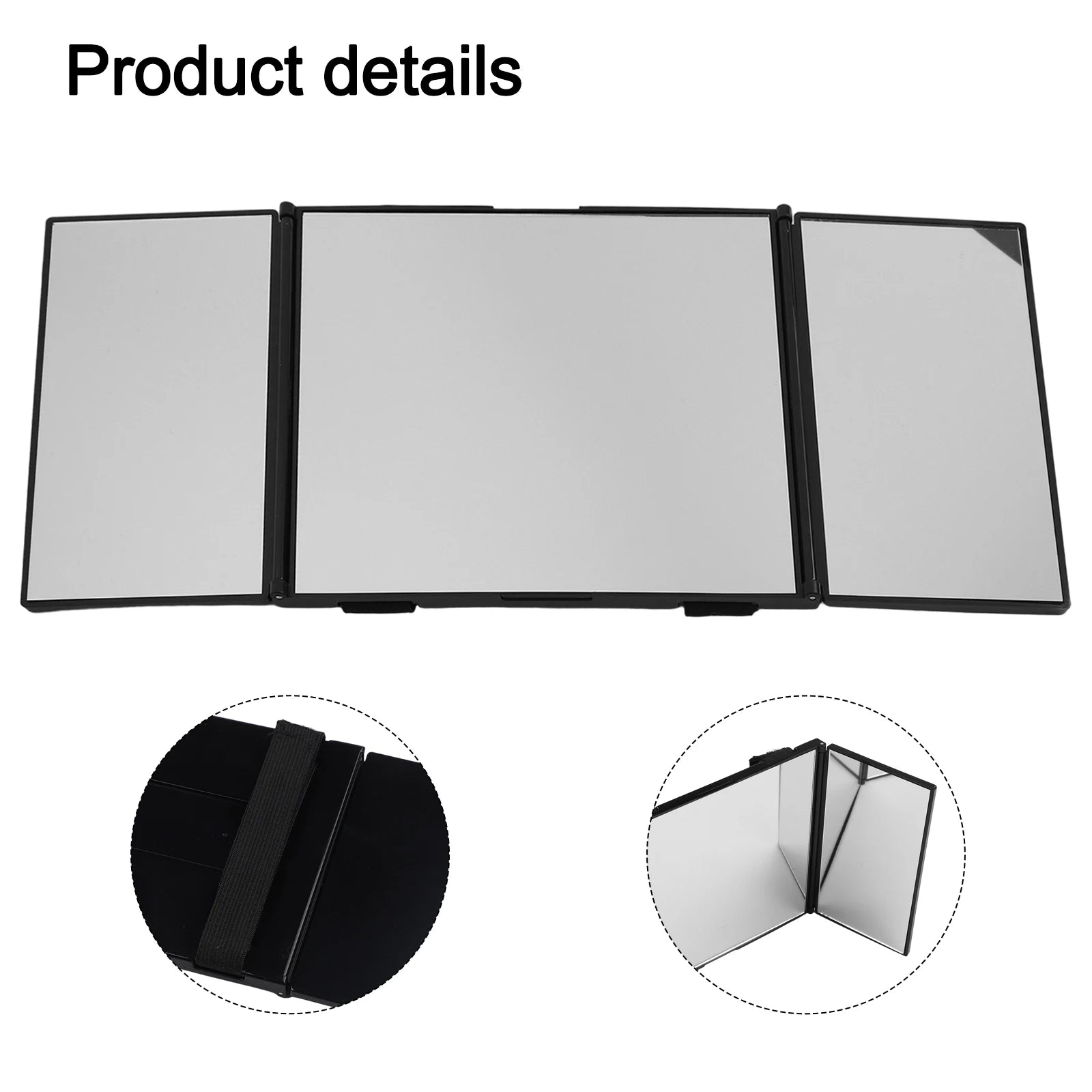 3-Way 360-Degree Folding Mirror For Haircuts Shaving & Makeup Convenience Foldable Car Cosmetic Mirror  Large Screen