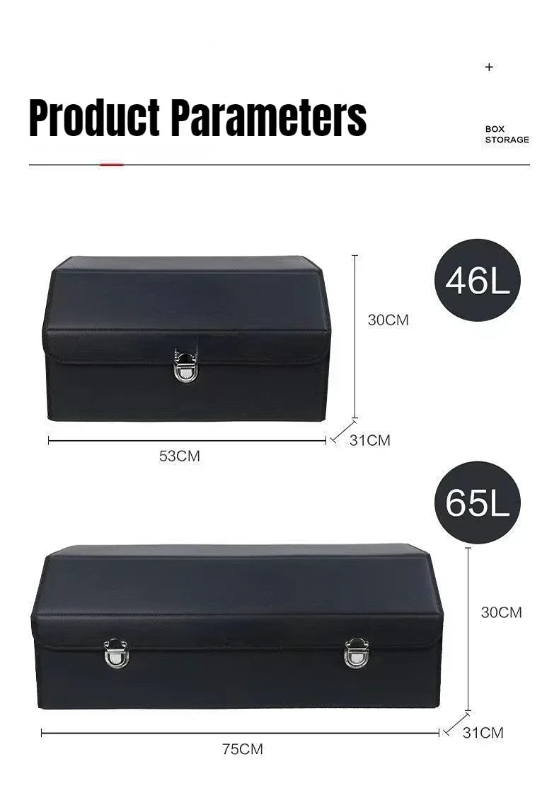 Car Trunk Organizer Box Large Capacity Auto Multiues Tools Storage Bag Stowing Tidying Leather Camping Outdoor Car Storage Bags