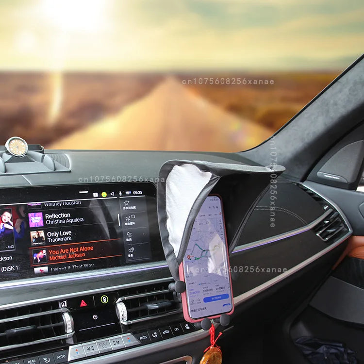 Car Mobile Phone Sunscreen Foldable Not Hot Stuck Screen Non-reflective Free Of Installation Mobile Navigation Sunshade amabilis