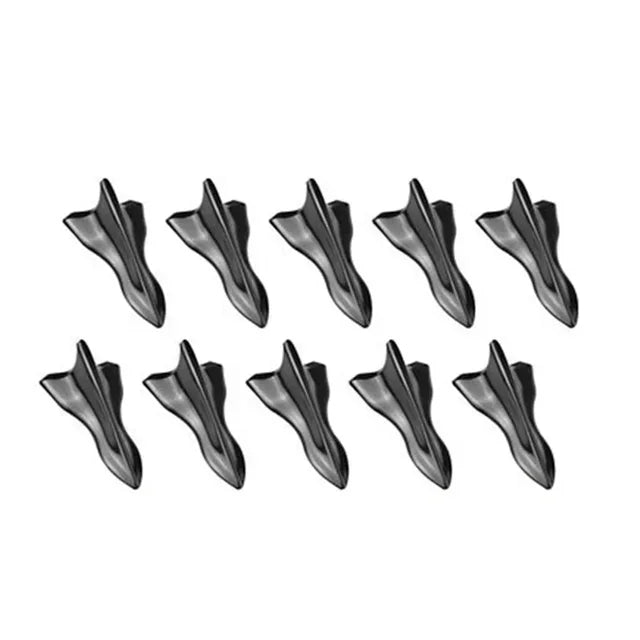 10pcs Car Exterior Trim Items Roof Tail Black Shark Fin General Purpose Pointed Carbon Fiber Bumper Modification Kit Wind Knife