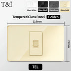 118-Style EU/CL Dual Socket with USB-C PD 20W - Tempered Glass Italy & Chile Outlet for Home/Office