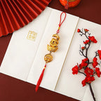 1Pc 2025 Year Of The Snake Gold-Plated Plastic Zodiac Snake Pendant Lucky Mascot Home Car Hanging Ornaments