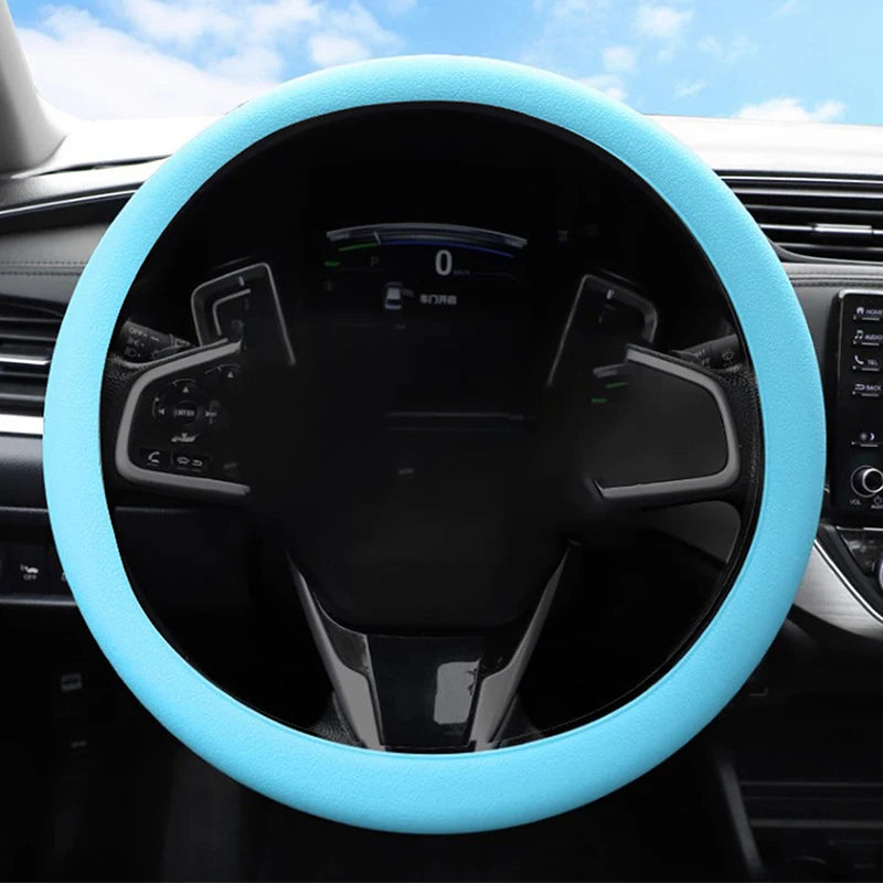Car Universal Silicone Steering Wheel Cover Elastic Glove Cover Texture Soft Multi Color Auto Decoration DIY Accessories