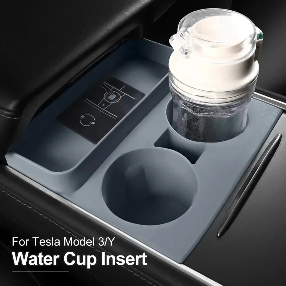 Premium Cup Holder Insert Secure Fit for Model Y/3 Center Console Round Slot Cover with Enhanced Interior Style Tools Amagi