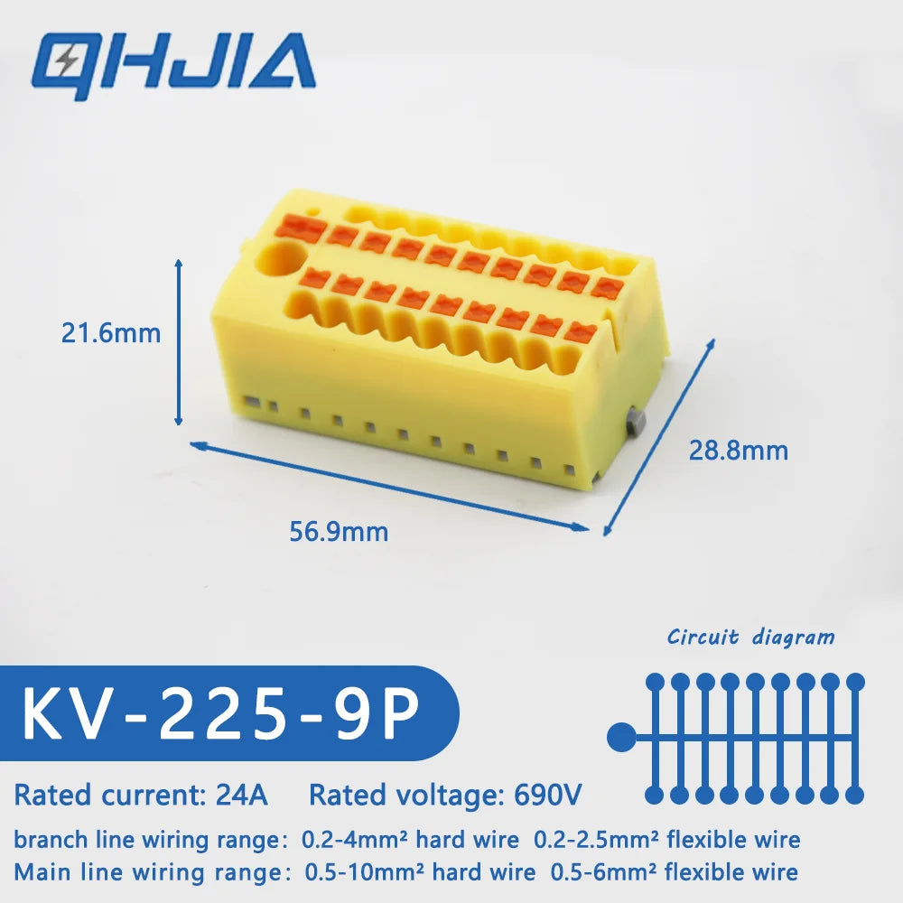 1 in Multiple Out Electrical Splitter Wire Connector Plug-in Terminal Block for Home Light Wiring Guide Rail Junction Box