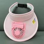 Summer Large Brim Empty Top Sunscreen Cap USB Fan Hat for WOMEN'S Leisure Outdoor Sports Travel Cycling Sun Hat Beach Fan Amagi