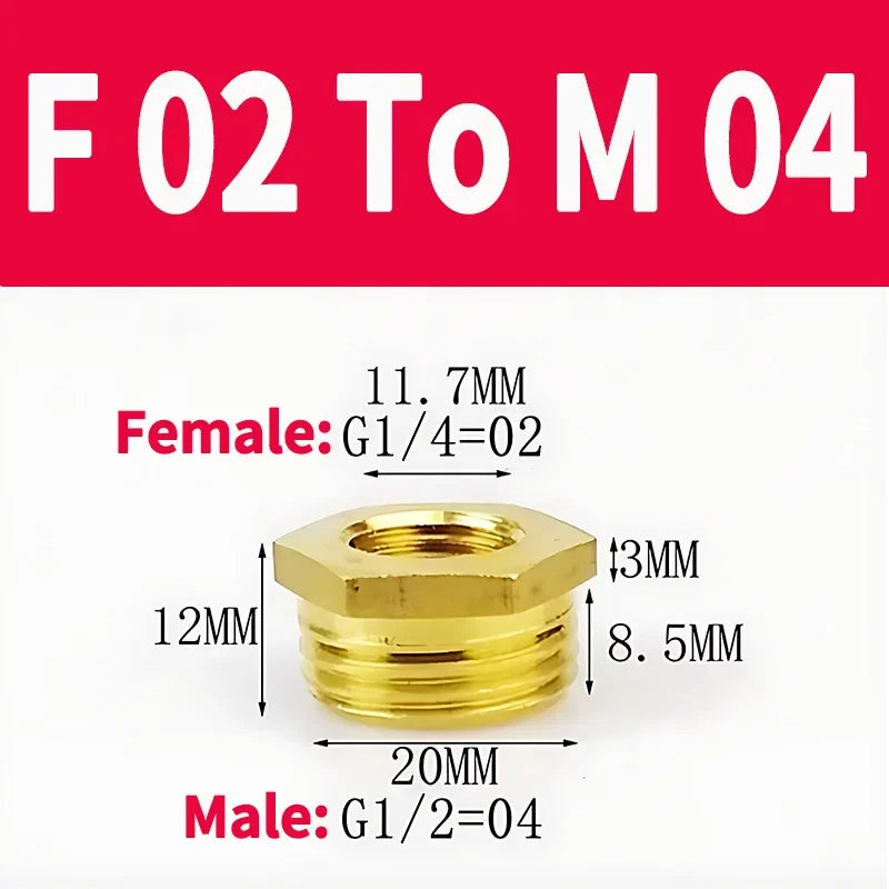 Brass BSP Reducing Hexagon Bushing Adapter Fitting,Male to Female Connector for Fuel,Water,Gas,Oil,1/8" 1/4" 3/8" 1/2" 3/4" 1"