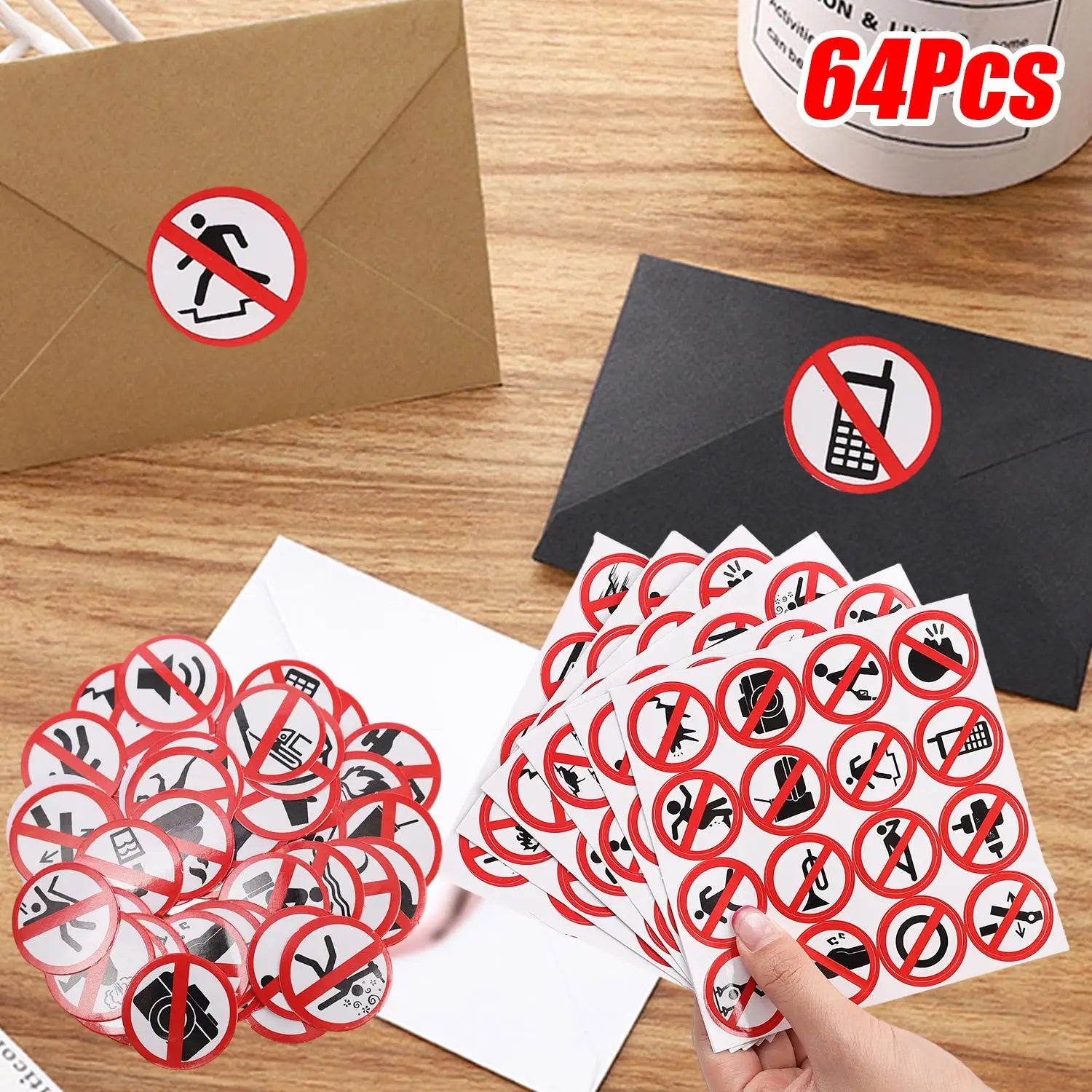 64Pcs Funny No Sign Car Sticker Pack Graffiti Vinyl Decal for JDM Moto Helmet Laptop Skateboard Waterproof Luggage Decor Bumper