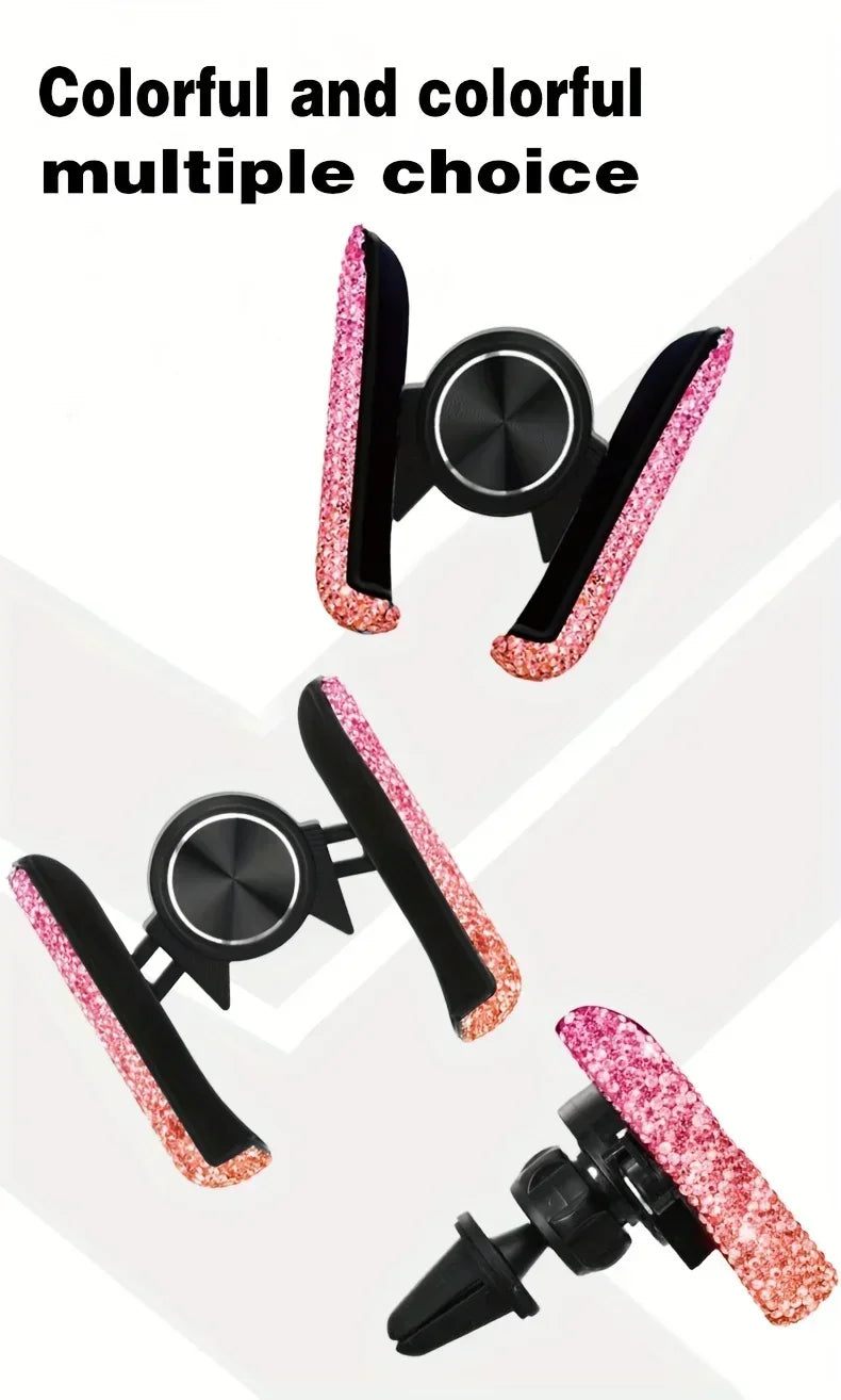 Car Phone Holder Women Diamond Crystal Car Air Vent Mount Clip Mobile Phone Holder Stand in Car Bracket Interior Amagi