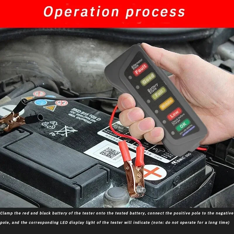 Universal 12V Digital Battery and Alternator Tester Compact Car/Motorcycle Diagnostic Tools with Accurate Measurement amagi