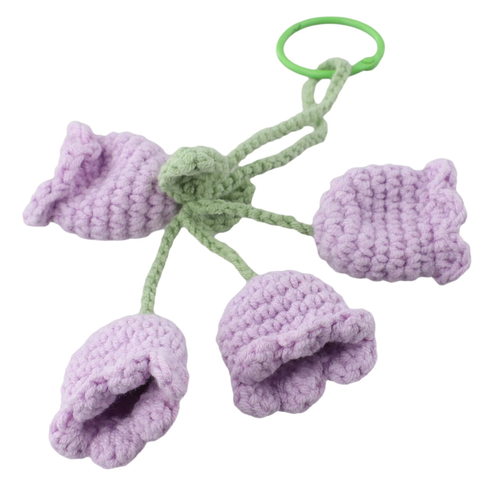  3PCS Cute Lily Of The Valley Car Rearview Mirror Pendant Hand-crocheted Car Bellflower Hand Knitted Hanging Pendant