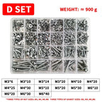 M3-M6 Phillips Pan Head Self-Tapping Screw Assortment Kit with Nuts & Washers - Stainless Steel Fastener Set for DIY/Machinery