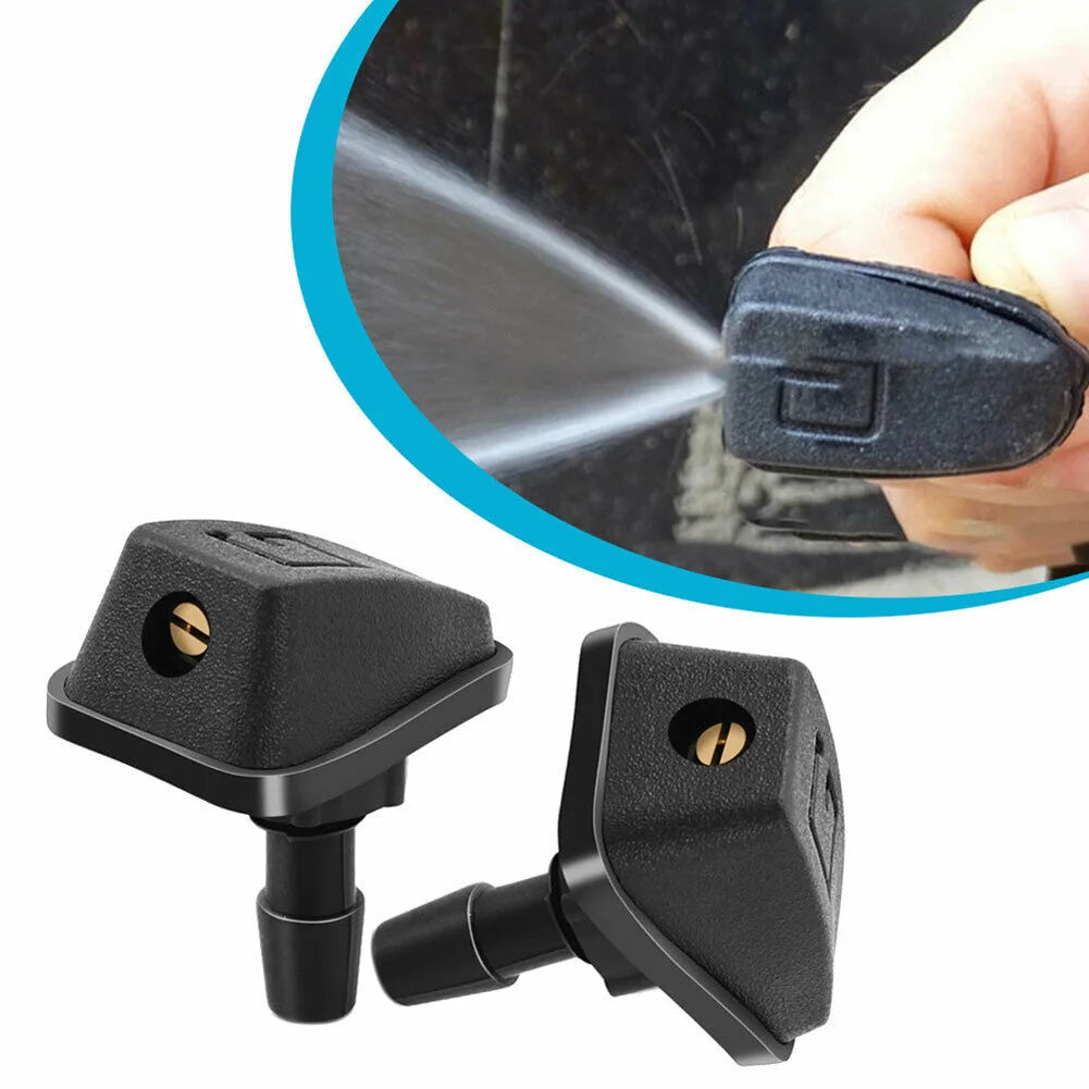 2Pcs Car Front Windshield Wiper Nozzle Car Fan-shaped Mist Windscreen Washer Water Spray Jets Nozzles Accessories