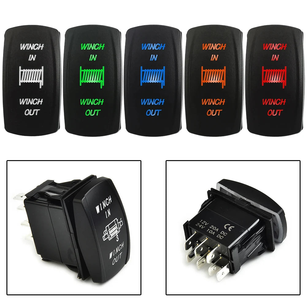 1 PC Winch IN OUT  Switch LED Rocker UTV Truck Boat 7 Pin  Switch Boat-shaped Switch For  Car Marine Truck Camper  Accessorie
