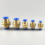 5PCS PM Push to Connect Fittings 4/6/8/10/12mm Bulkhead Union Quick Release Air Connector for 1/8-1/2" Thread Pneumatic Fittings