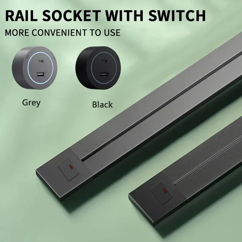 Wall Mounted Track Socket UK US AU EU Standard Usb Portable Power Track Socket Household Removable Extension Socket