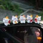 Car Japanese Lucky Cat Ornaments Car Dashboard Center Console Cute Resin Maneki-Neko Auto Interior DIY Decoration Accessories