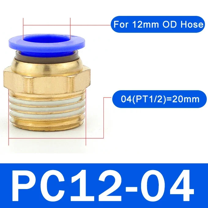 5PCS PC Pneumatic Quick Connector - 4-12mm Push In Fitting for 1/8" 1/4" 3/8" 1/2" BSPT Thread Air Hose & Tube,Industrial Use