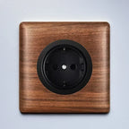 86x86mm Solid Wood Embedded Power Outlet - Childproof EU/RU/FR Socket, Fireproof Vintage Panel for Industrial & Villa Use