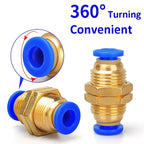5PCS PM Push to Connect Fittings 4/6/8/10/12mm Bulkhead Union Quick Release Air Connector for 1/8-1/2" Thread Pneumatic Fittings