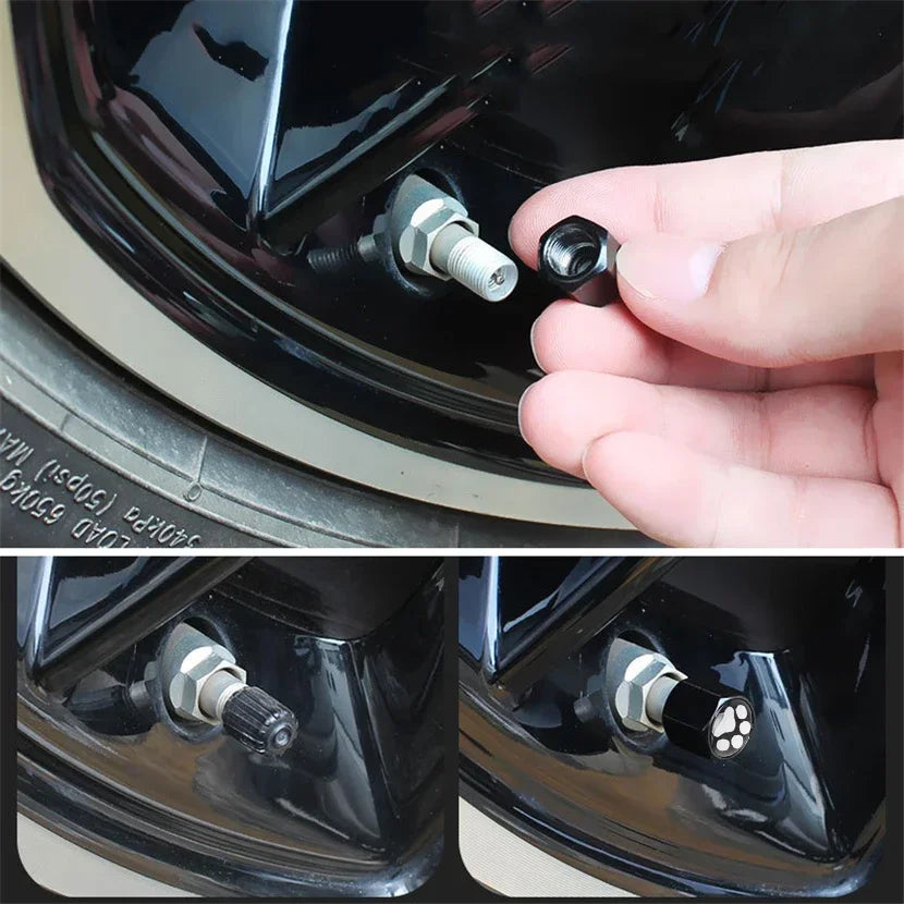 4pcs Tire Valve Covers Universal Fit Cute Pet Paw Pattern Protects Stems from Dust Debris Suitable Car Trucks Motorcycles Amagi