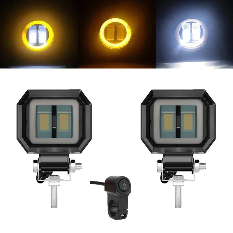 Motorcycle LED Angel Eye Work Light Bar Spot Lamp Offroad Car Boat Truck SUV Pickup 12V 24V Driving Fog Lamp Headlight Amagi