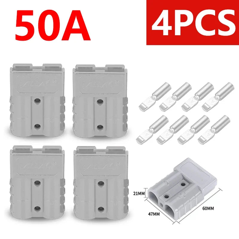 4Pcs  50A/120A Quick Connect Plug Kit - Silver Plated Copper Connector for 12-36V Winch/ATV/Trailer Wiring