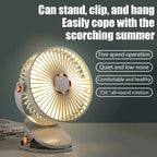 Car Clip-on Fan 5 Speed Quiet Rechargeable Desktop Portable Air Circulator Wireless Fan with LED Light for Office Amagi