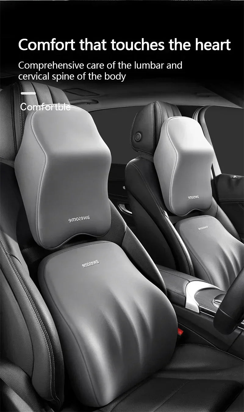 Car Lumbar Back Support Memory Foam Headrest Neck Lumbar Pillow Universal Soft Neck Pillows Seat Cushion Car Interior Accessorie