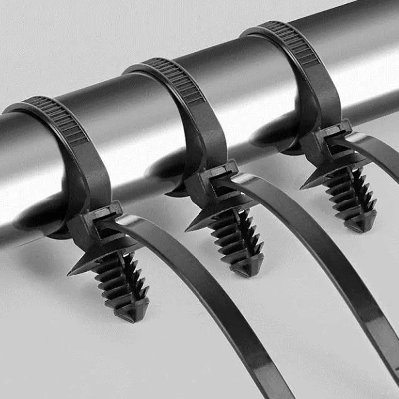 100/10pcs Nylon Self Locking Zip Tie Car Engine Bay Wiring Loom Retainer Clip Screw Mount Fastener Universal Car Wire Management
