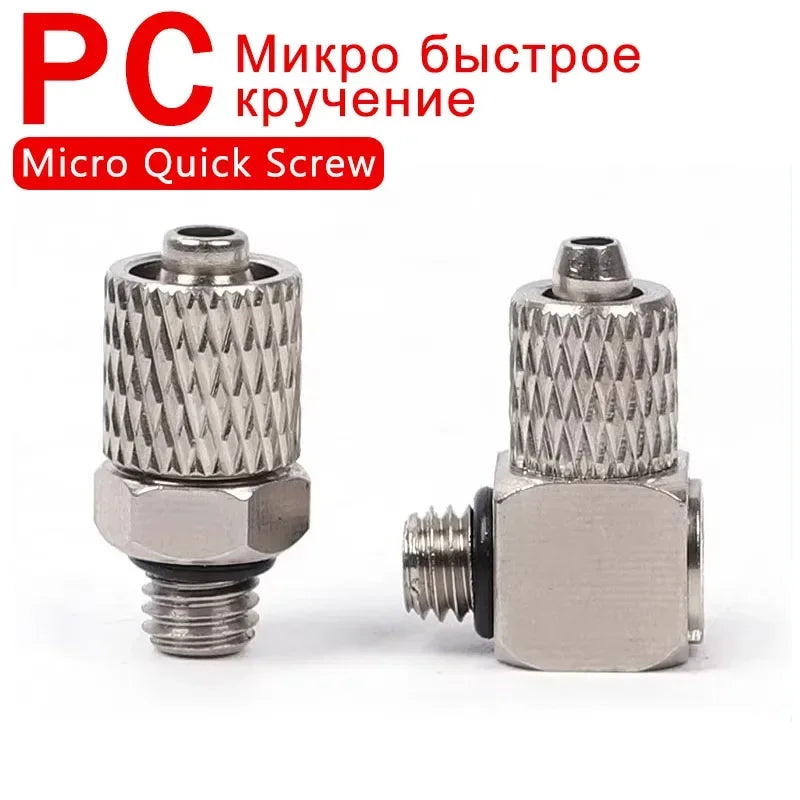 Mini Pneumatic Pipe Connector PC PL Screw Through Quick Fitting Fast Twist Joint ,Male Thread M3 M4 M5 M6 - Tube OD 3mm 4mm 6mm