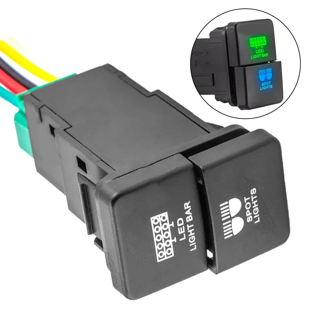 Car Fog Light Dual Push Switch Button LED Light Bar Fog Light W/ Wire For Toyota For Tacoma Button Switch Repair Replace