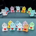 Cute Small Dinosaur Hug Heart Car Ornaments Night Glowing Luminous Dashboard Decor Car Home Ornament Decoration 10/1pcs