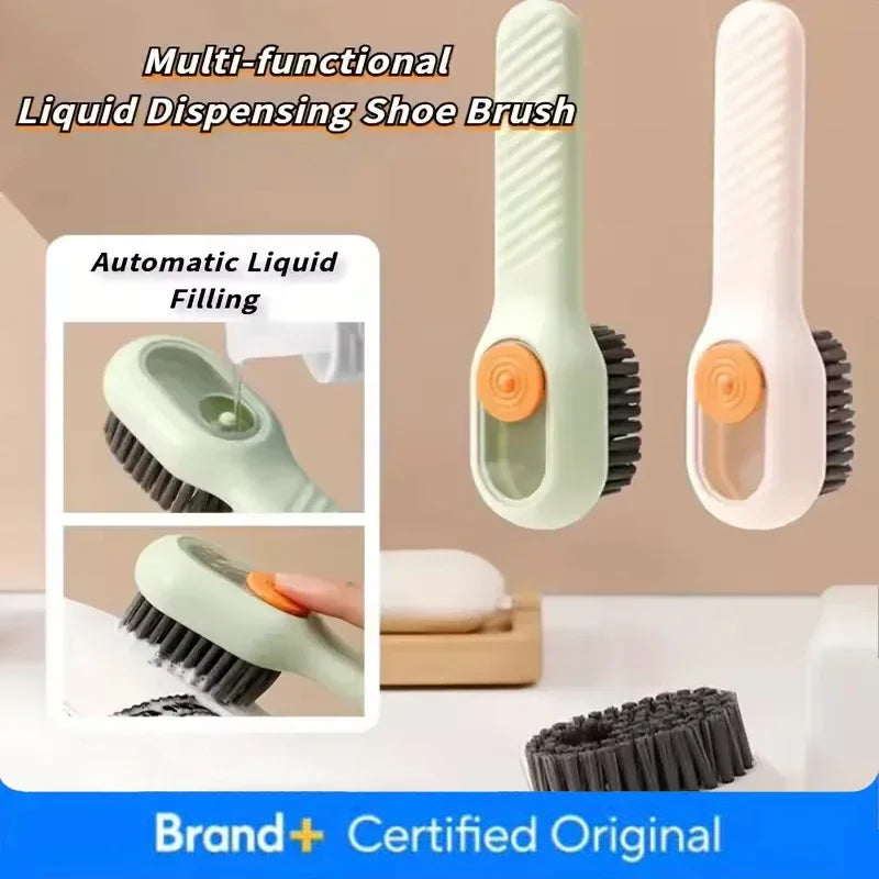 Shoe Brush Multifunction Cleaning Soft Automatic Liquid Shoe Brush Long Handle Clothes Soap Brush With Hook Clean Tool Amagi